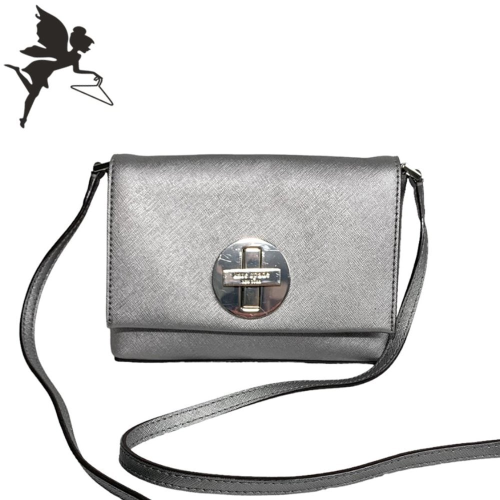 KATE SPADE Silver Sally Newbury Lane Turnlock Crossbody Bag
